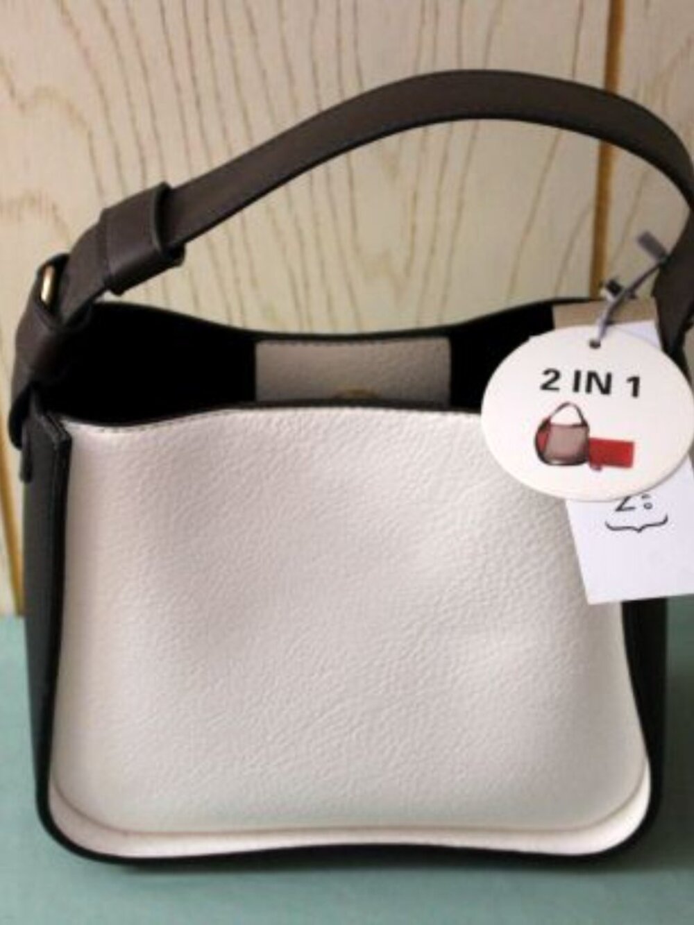 Calin Collection 2 in 1 Women's White & Black Handbag - NWT
